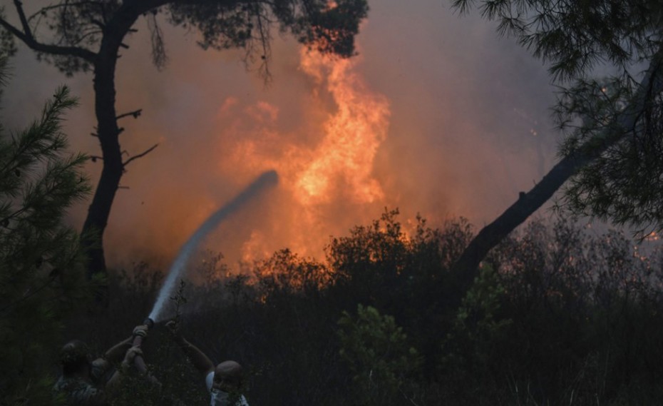 Σκληρή μάχη με τις φλόγες στην Εύβοια