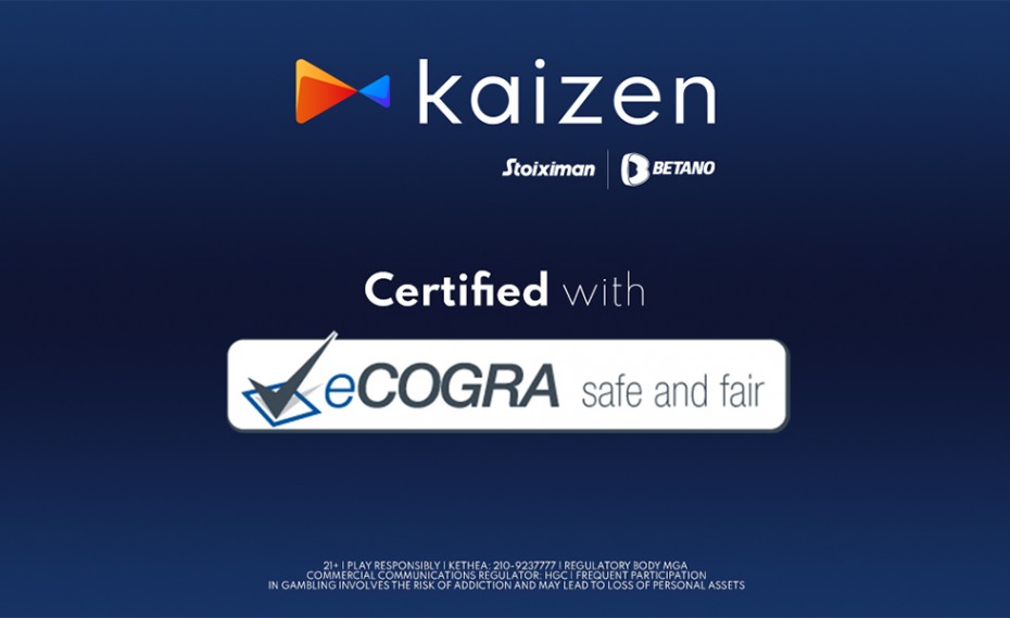 Με τη διεθνή πιστοποίηση eCOGRA Safe and Fair Seal διακρίνεται η Kaizen Gaming